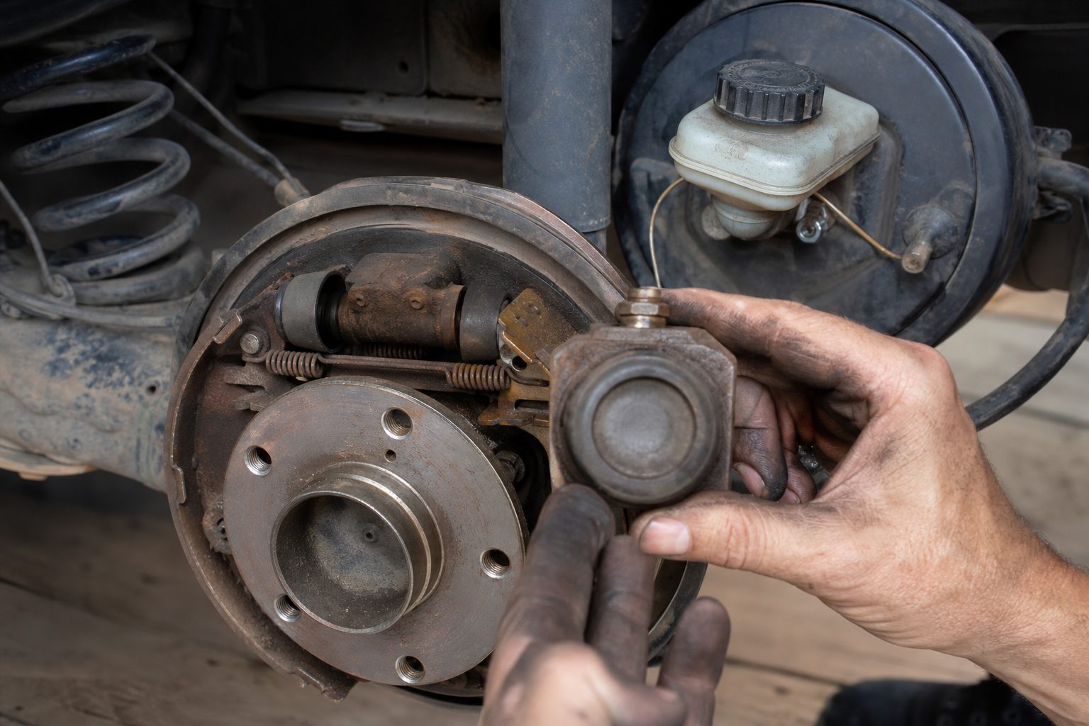 Piston de frein arrière impossible à repousser : bocal, frein à main et corrosion